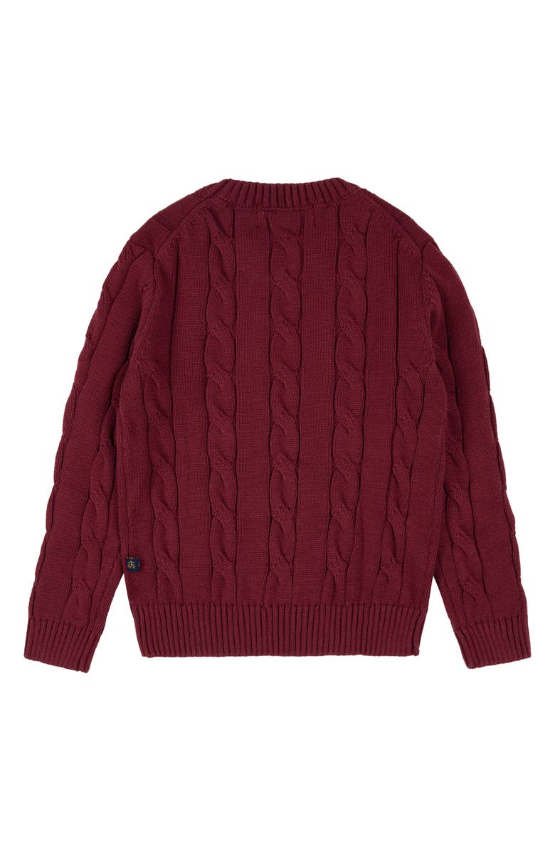Brooks Brothers Kids' Cotton Cable Sweater, Alternate, color, Burgundy