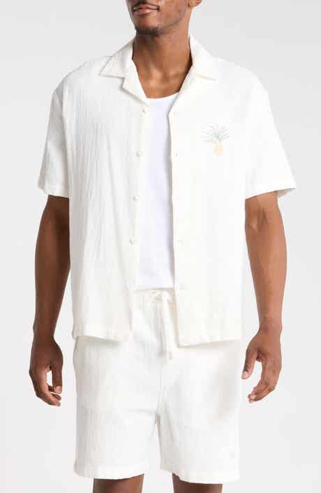 Tropical Embroidered Linen Camp Shirt