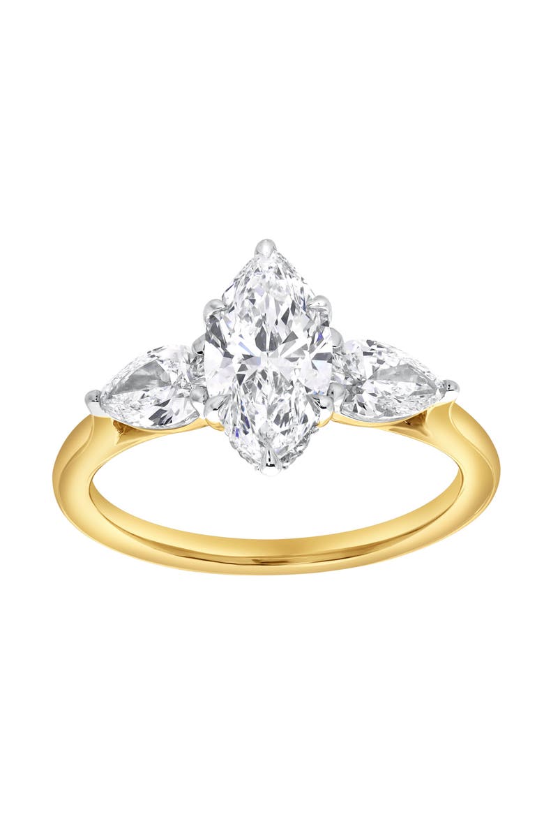 Fallon 2CT Marquise & Pear Three Stone Lab Diamond Ring 14K Gold, Main, color, 14K Yellow Gold