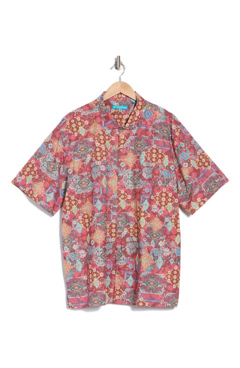 Ankara Short Sleeve Cotton Button-Up Shirt