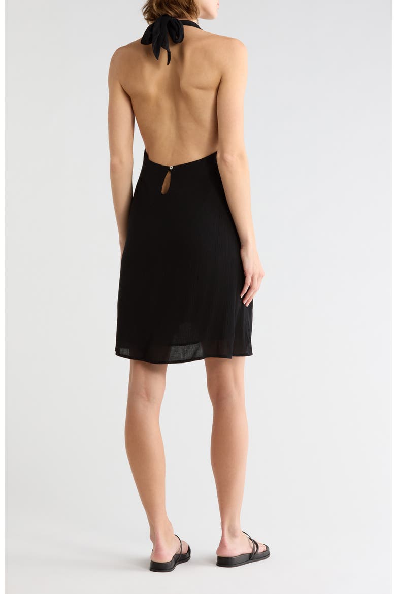 Halter Neck Open Back Cover-Up Dress, Alternate, color, BLACK