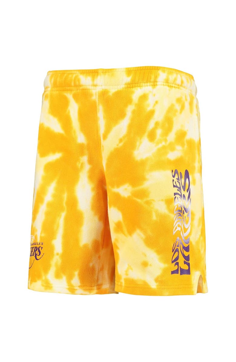 Outerstuff Youth Gold Los Angeles Lakers Santa Monica Tie-Dye Shorts, Alternate, color, 