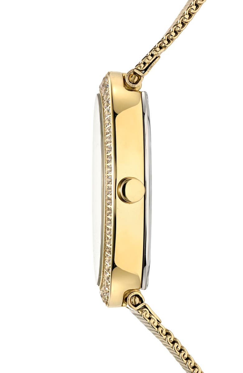 PORSAMO BLEU Women's Eloise Oval Guilloche Dial Topaz Stainless Steel Watch, Alternate, color, Gold/ White