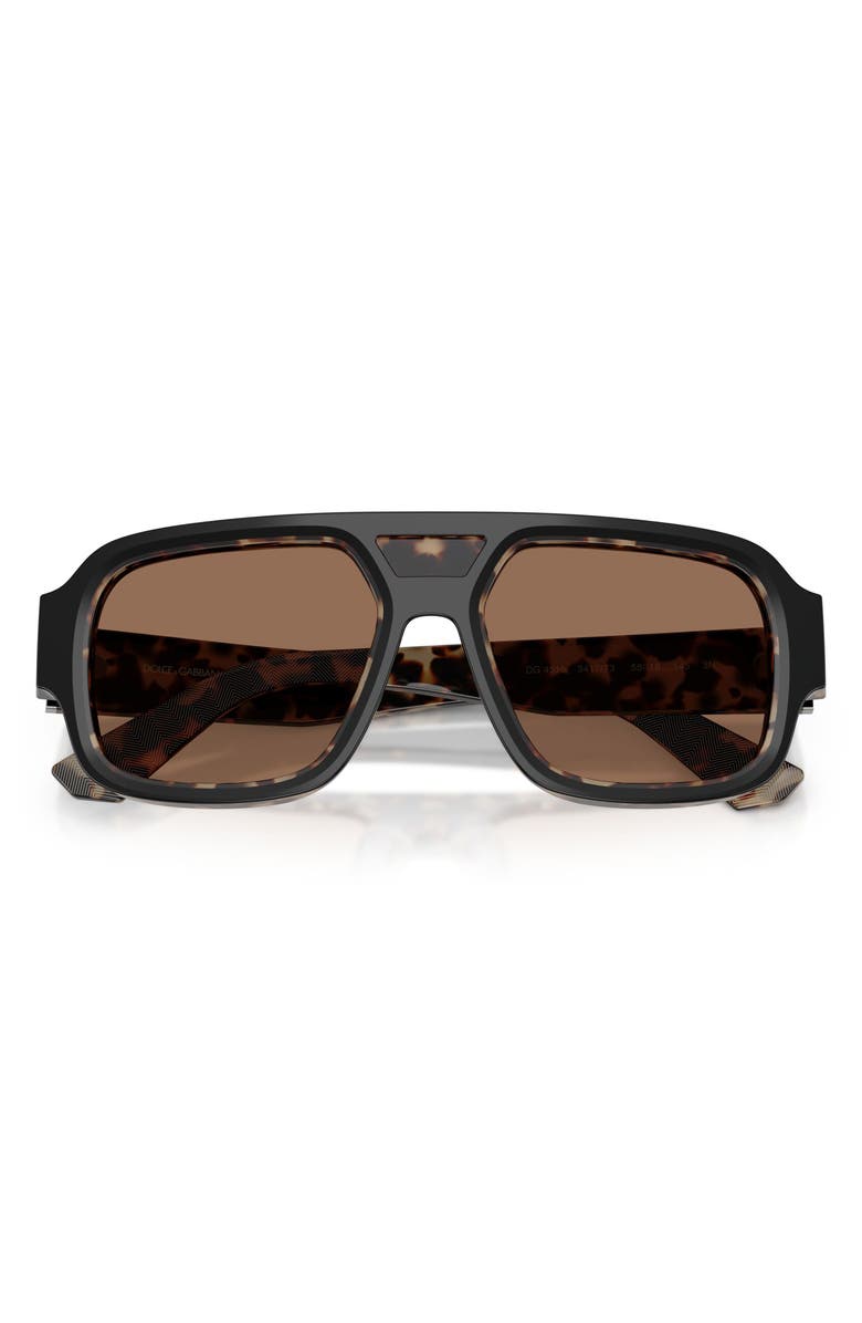 Dolce&Gabbana 55mm Square Sunglasses, Alternate, color, Black Red Havana / Dark Brown