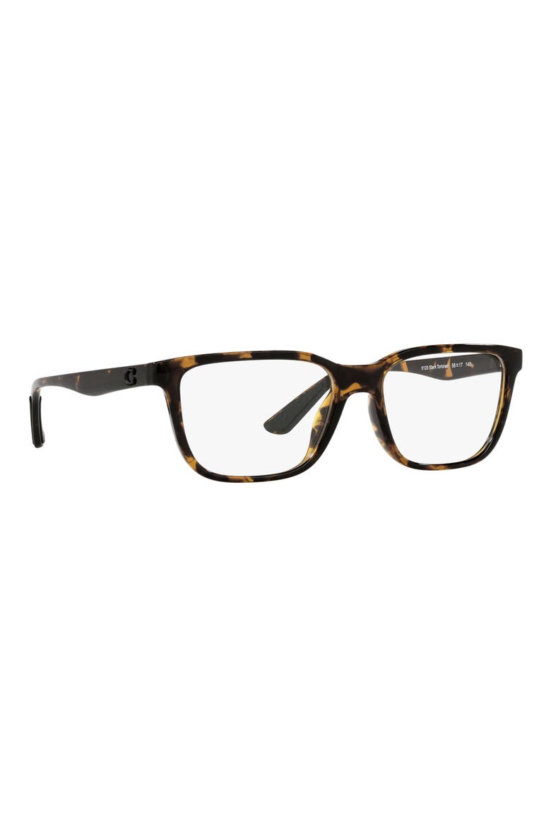 56mm Rectangular Optical Glasses, Alternate, color, DARK TORTOISE / DEMO LENS