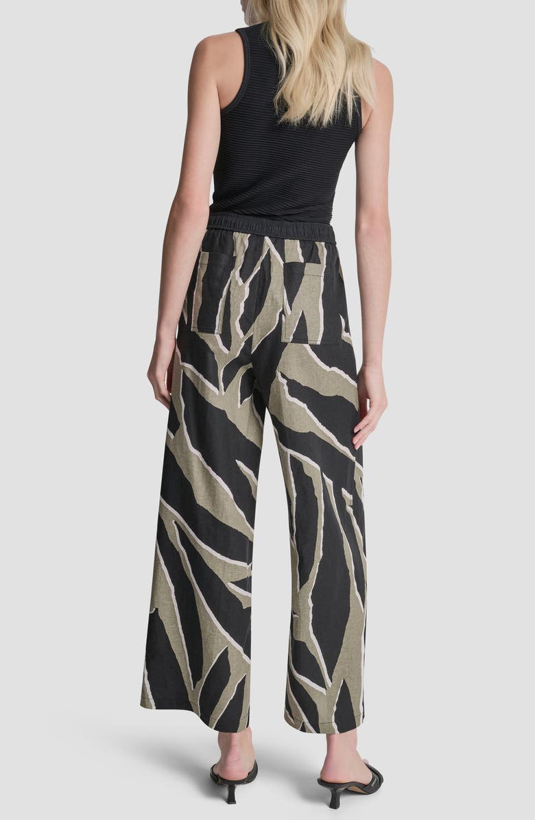 DKNY Print Linen Blend Drawstring Pants, Alternate, color, Jungle Block