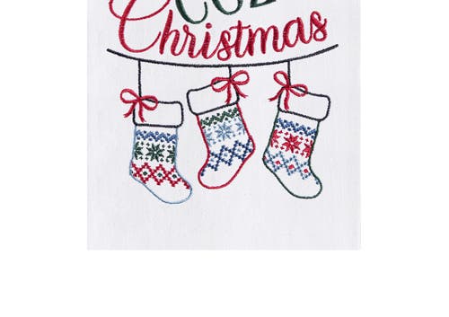 C & F Home C&f Home Winter "comfy Cozy Christmas" Sentiment Featuring Hanging Stockings Cotton Flour Sack Kitch In White
