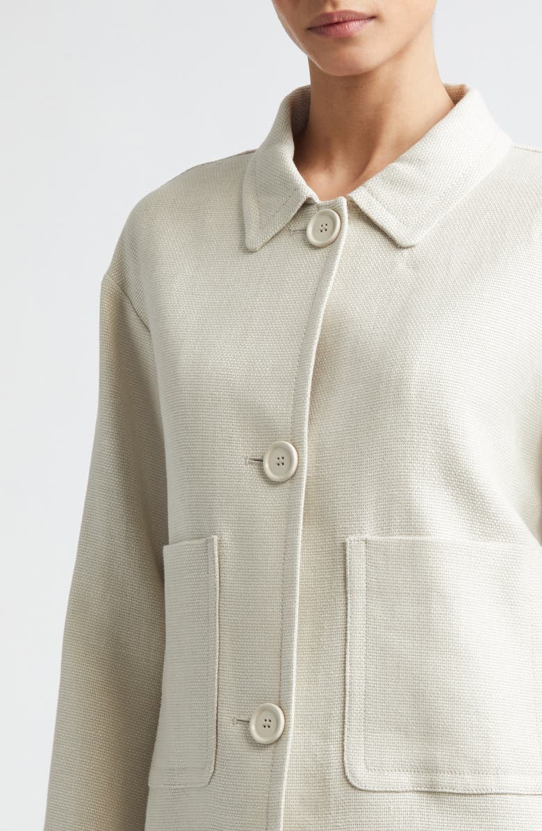 Max Mara Dattero Stretch Flax & Cotton Jacket, Alternate, color, Ivory