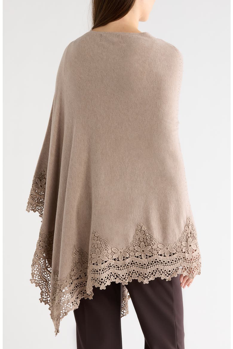 Lace Trim Poncho, Alternate, color, OATMEAL