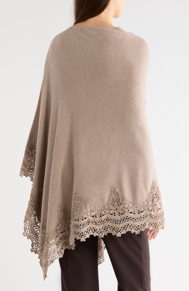 La Fiorentina Lace Trim Poncho, Alternate, color, Oatmeal