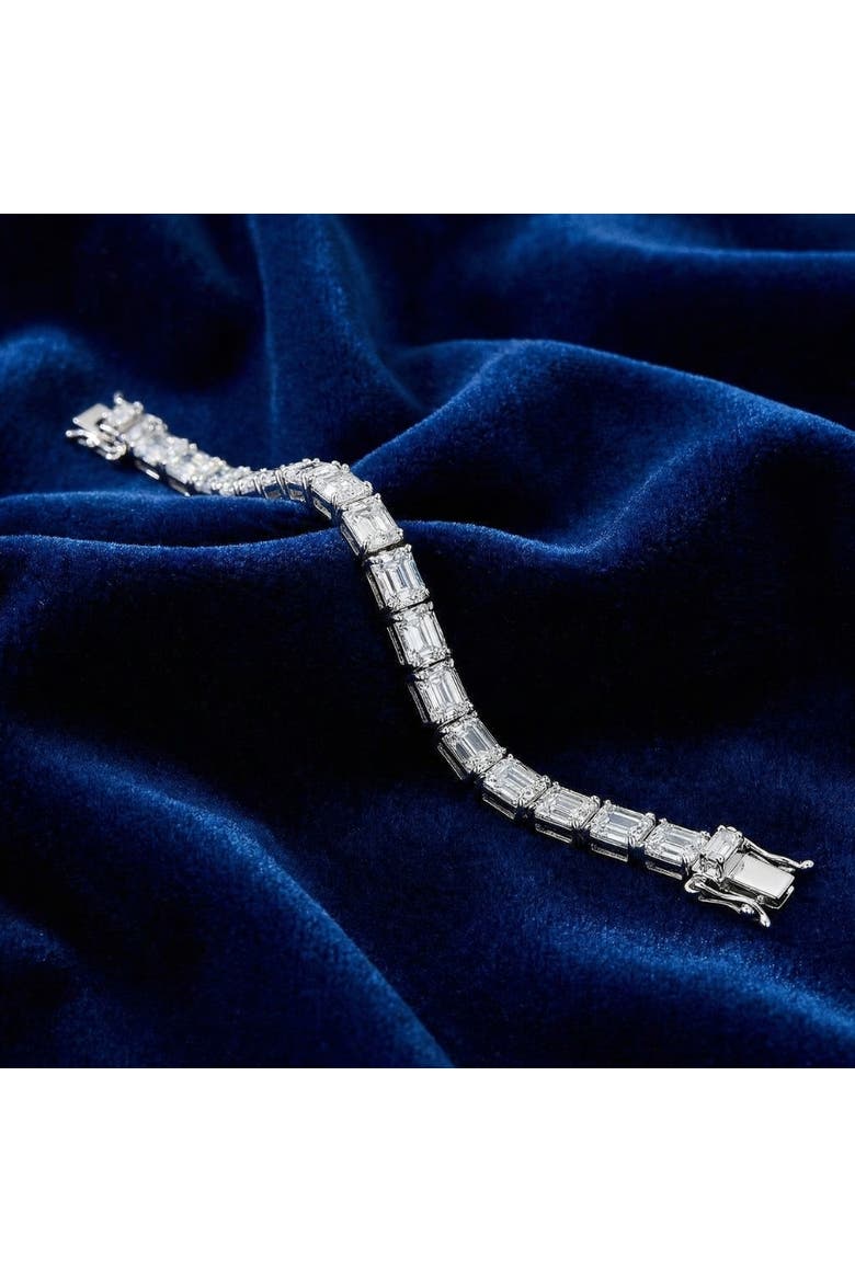 26Ct Emerald Cut Diamond East West Tennis Bracelet 14k Gold Lab Grown 7", Alternate, color, White Gold
