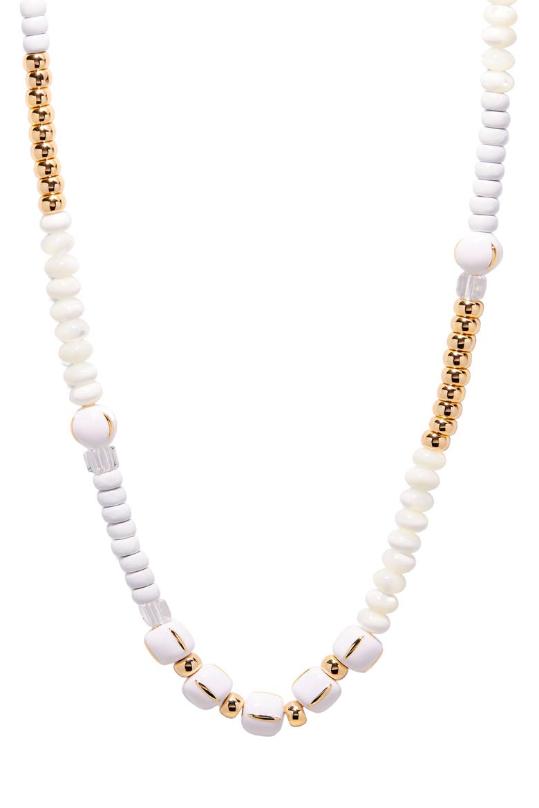 Paloma Beaded Necklace, Main, color, GOLD/ WHITE