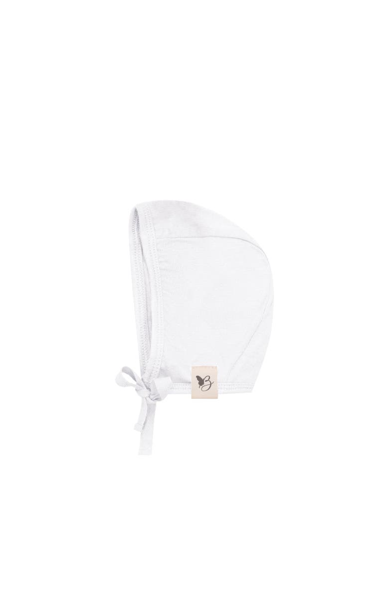 Bebe Bella Girl Knit Bonnet with Strap Tie, Main, color, White