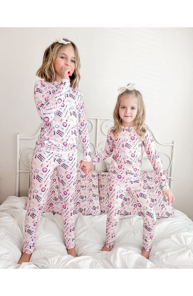Lev Baby Makeup Print 2-Piece Pajama Set, Alternate, color, Pink