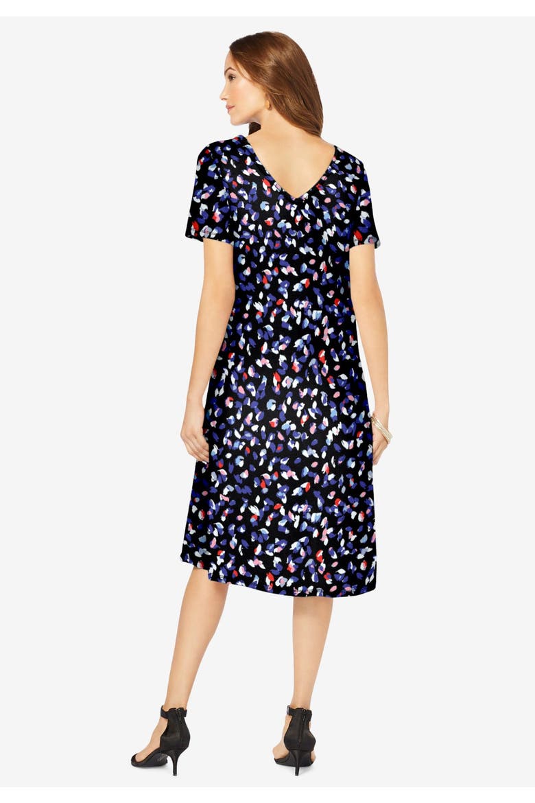 Plus Size Short Sleeve Sleeve Swing Dress, Alternate, color, LAVENDER TIE DYE FLORAL