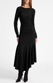 Santorelli Abigail Long Sleeve Hi Lo Dress In Fluid Jersey
