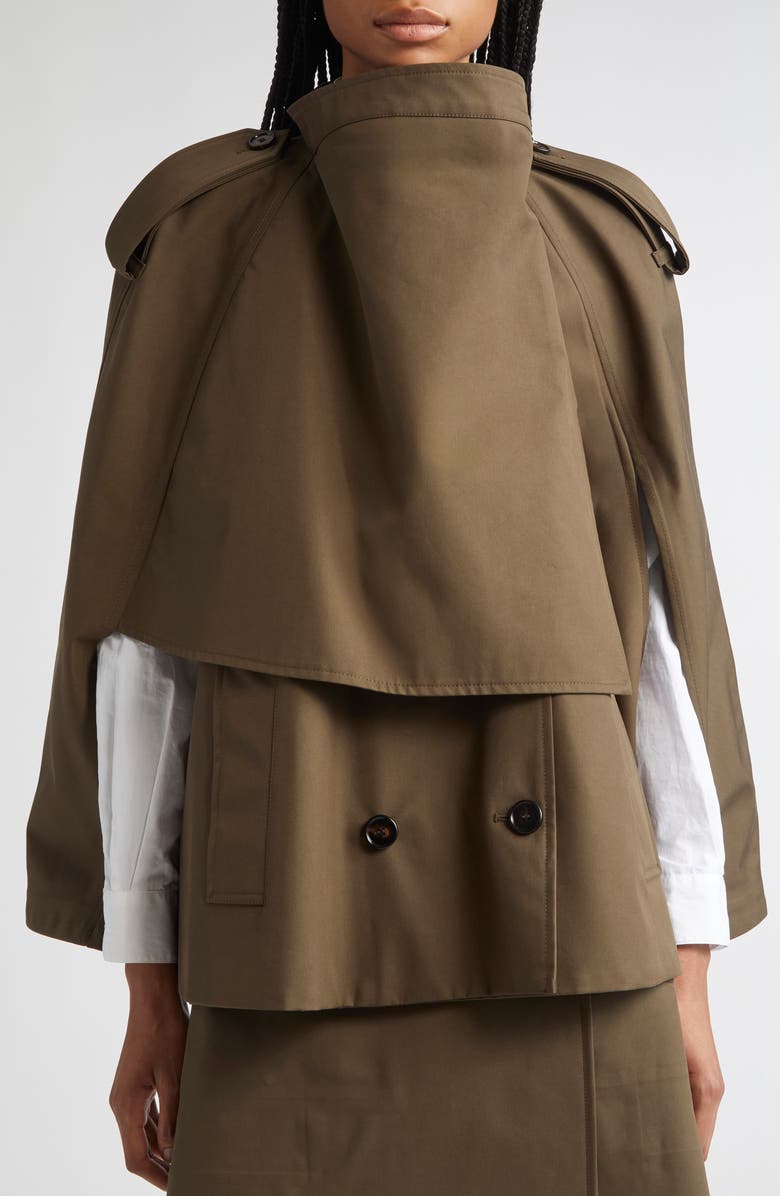 Burberry Trench Cape Coat, Alternate, color, Juniper
