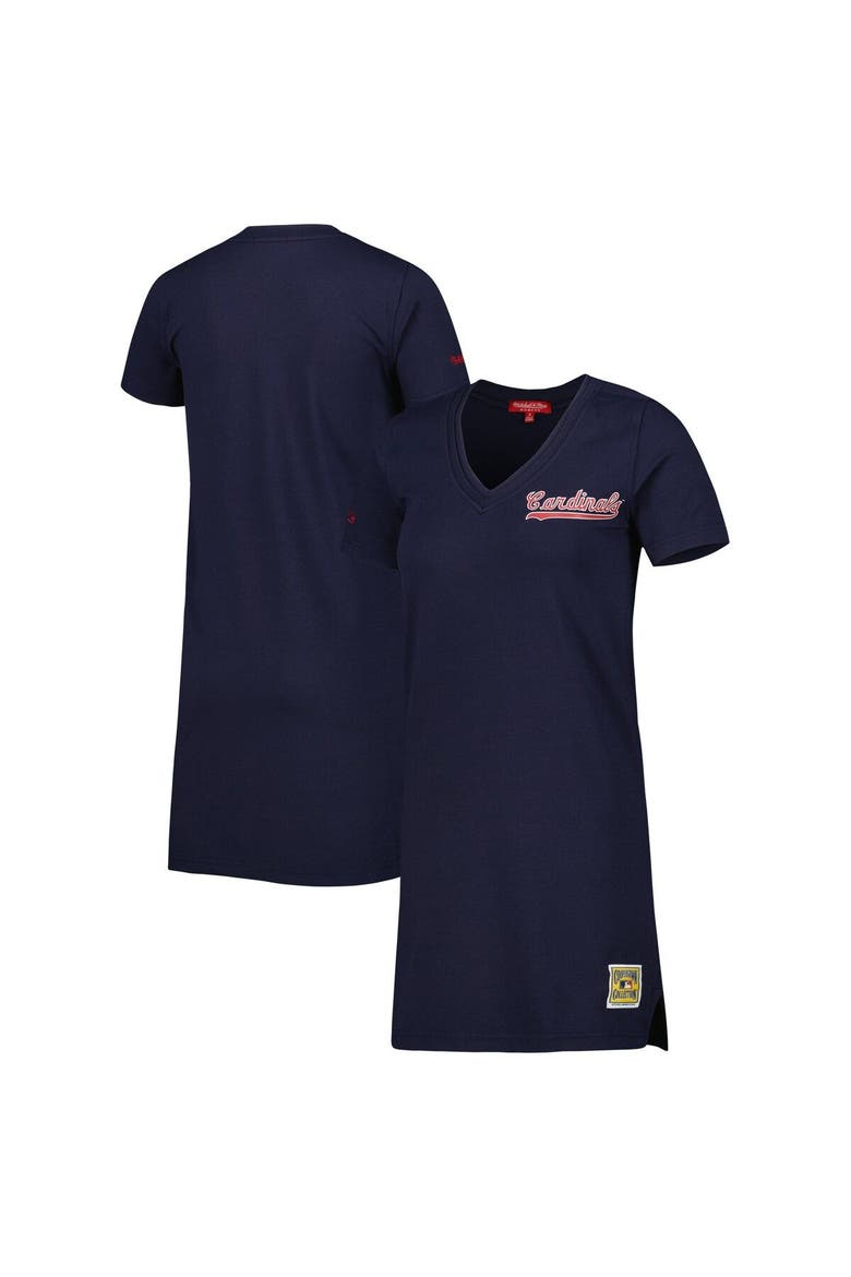 Women's Mitchell & Ness  Navy St. Louis Cardinals Cooperstown Collection V-Neck Dress, Main, color, Navy