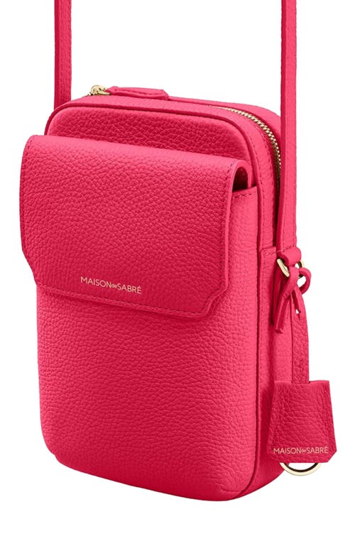 Maison De Sabre Maison De Sabré Leather Zip Phone Pouch In Shibuya Fuchsia