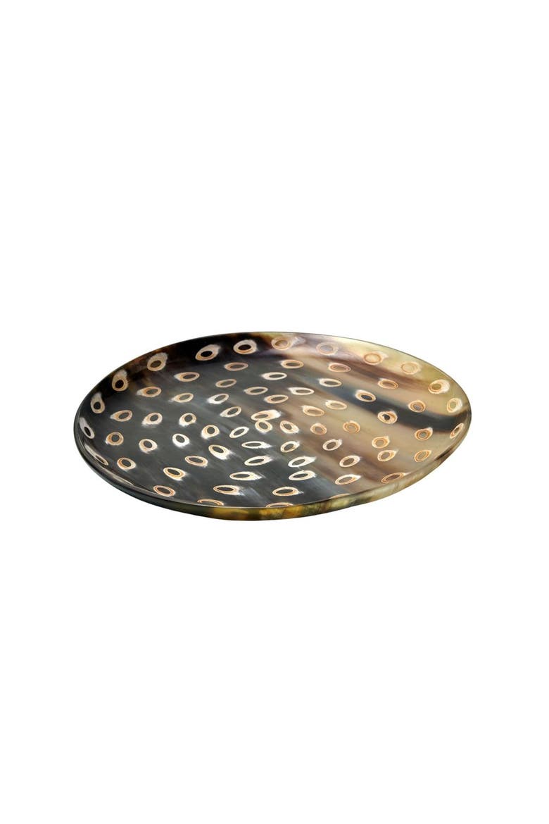 Horn Side Peacock Plate, Main, color, Brown