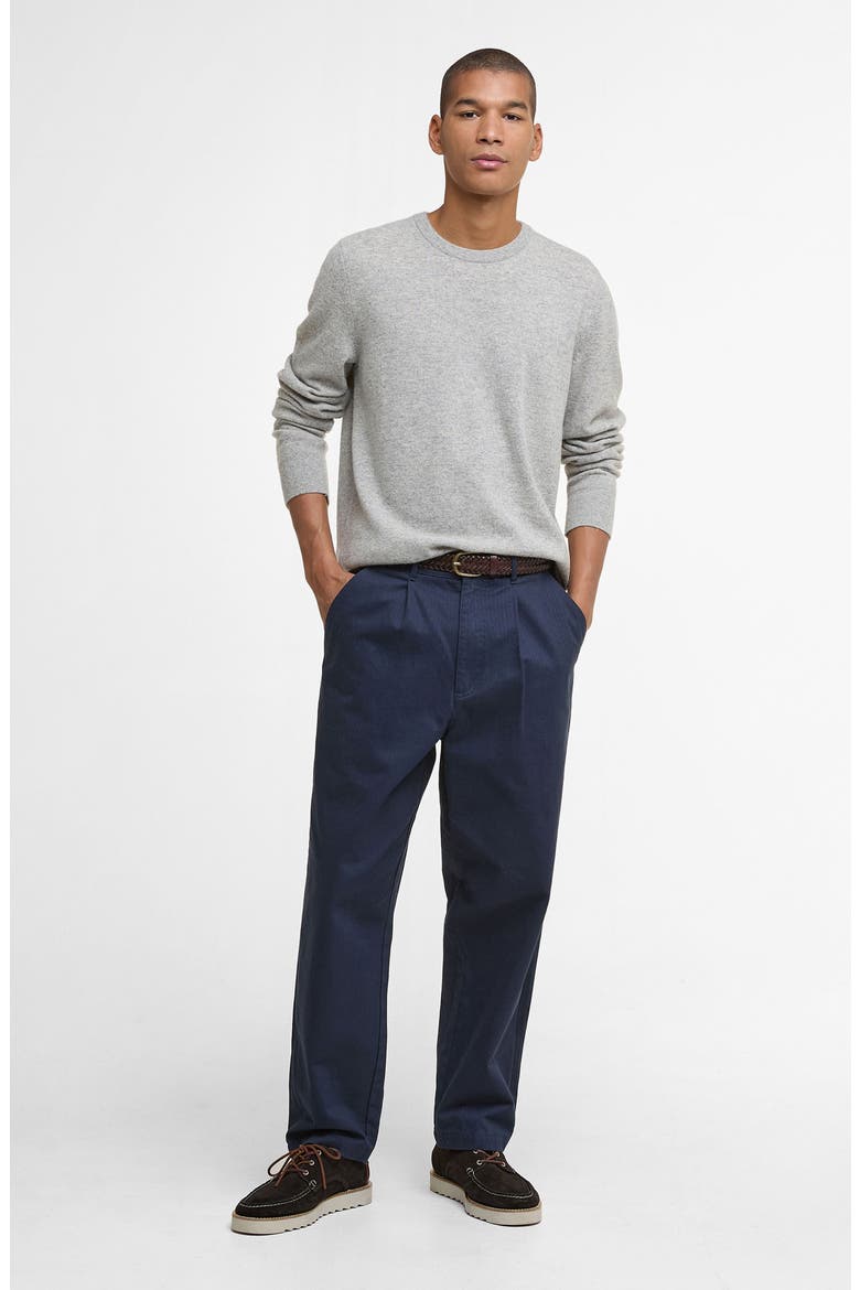 Bayview Pleated Cotton Trousers, Alternate, color, NAVY