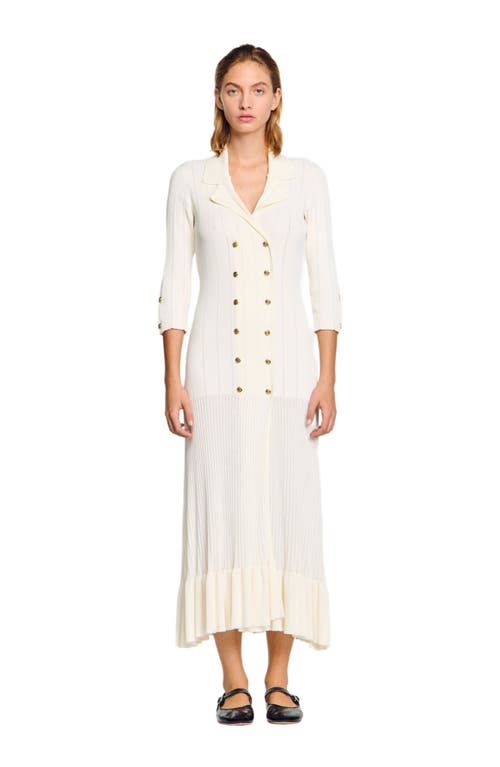 Sandro Knit Maxi Dress In Ecru