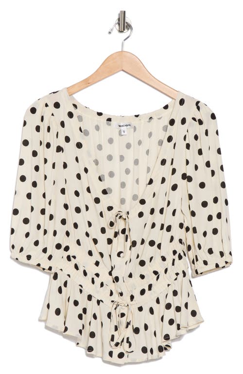 Vigoss Polka Dot Peplum Top In Sand