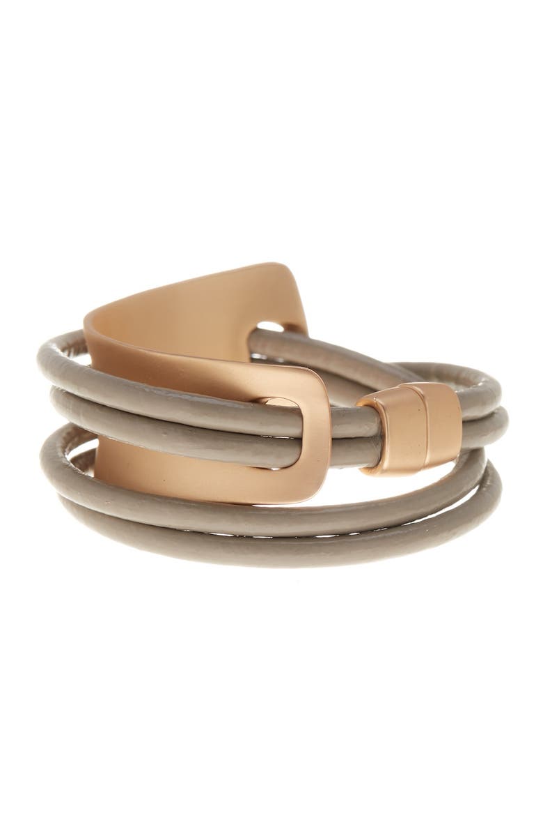 SAACHI Taupe Gladiator Wrap Leather Bracelet, Alternate, color, Taupe