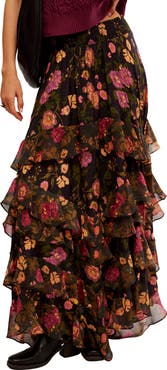 Free People Lolita Floral Ruffle Maxi Skirt