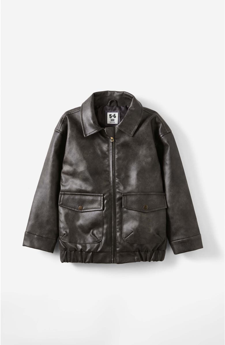 Cotton On Kids Kid's Fletcher Faux Leather Bomber Jacket, Main, color, 