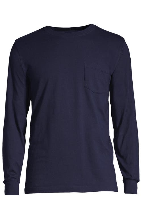 Lands' End Super-t Long Sleeve T-shirt With Pocket In Blue
