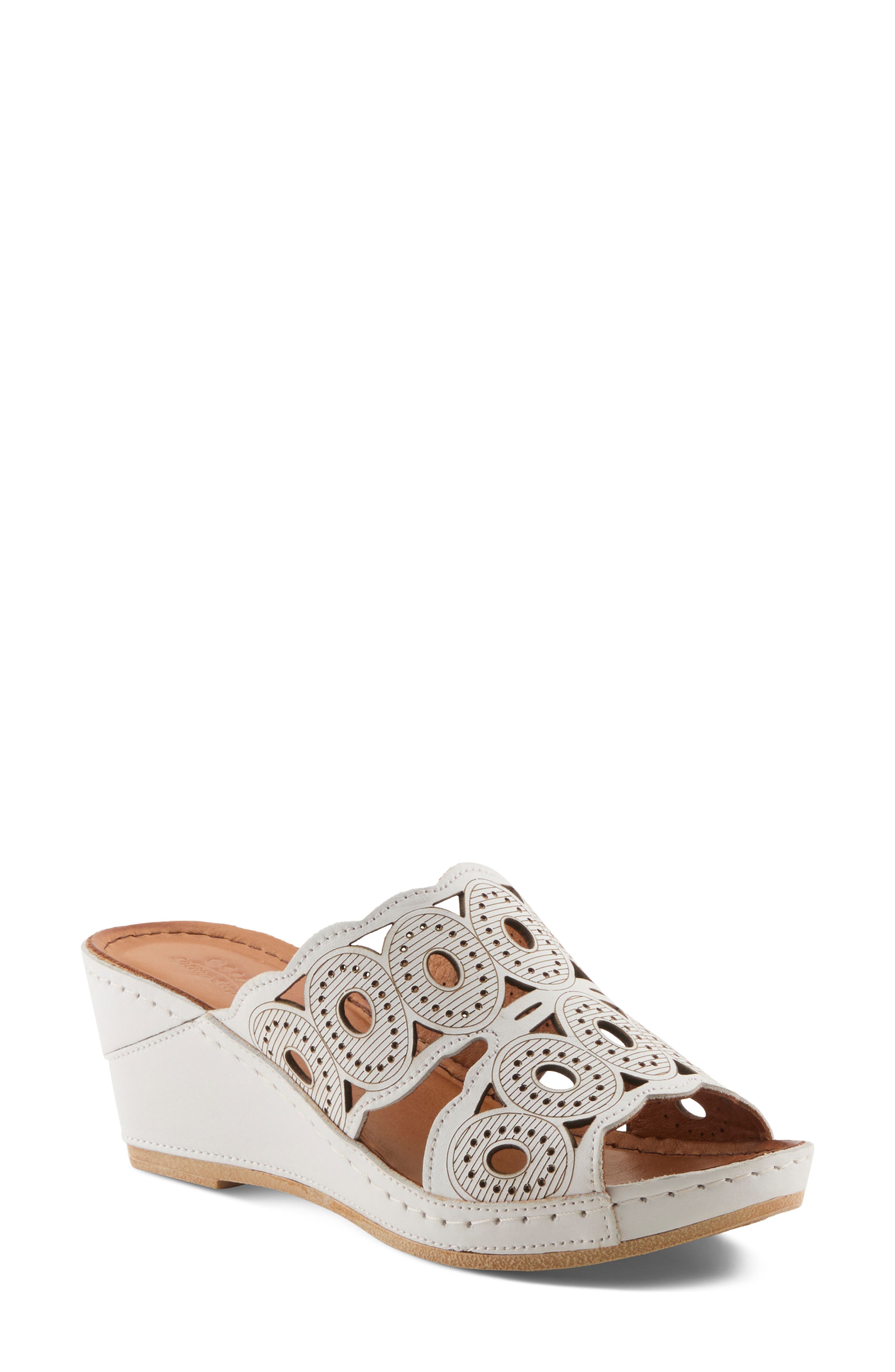 Spring Step Labarnas Platform Wedge Slide Sandal, Main, color, White