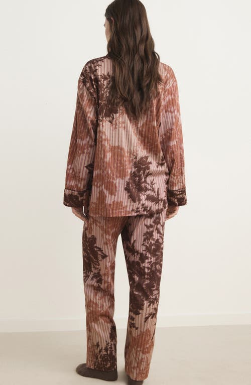 Mango Blurred Print Cotton Pajama Pants In Brown