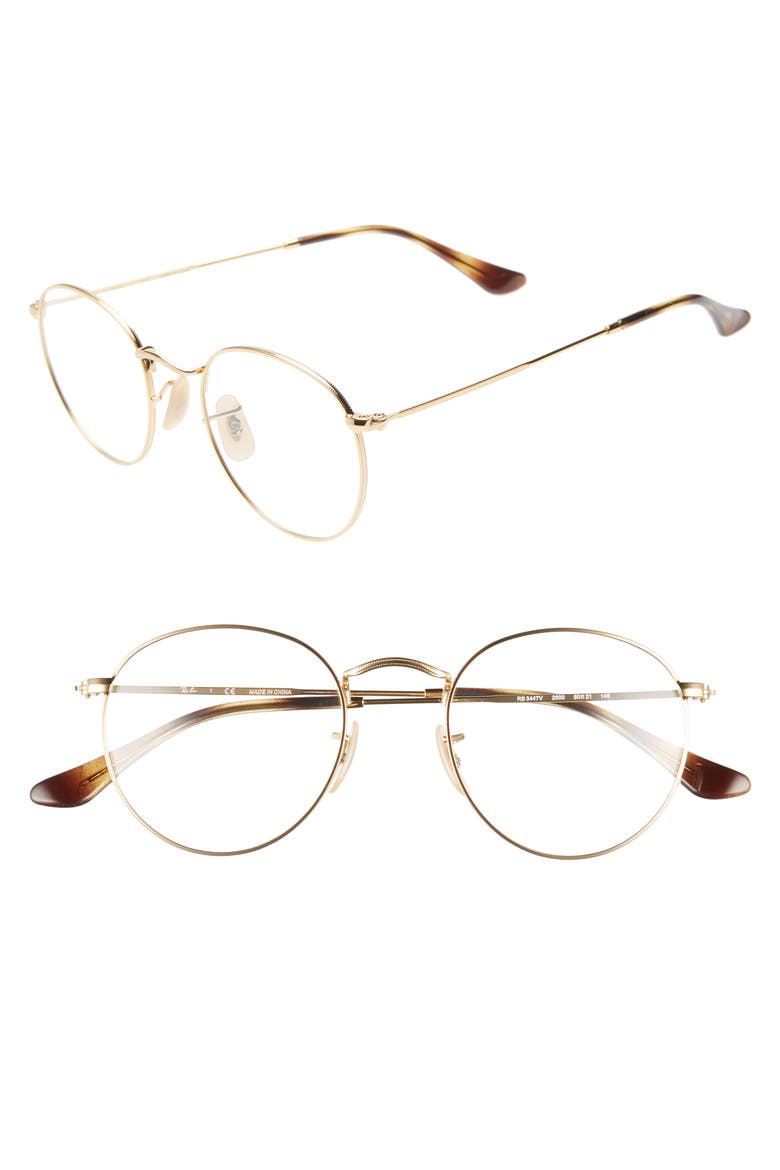 50mm Round Optical Glasses, Main, color, GOLD
