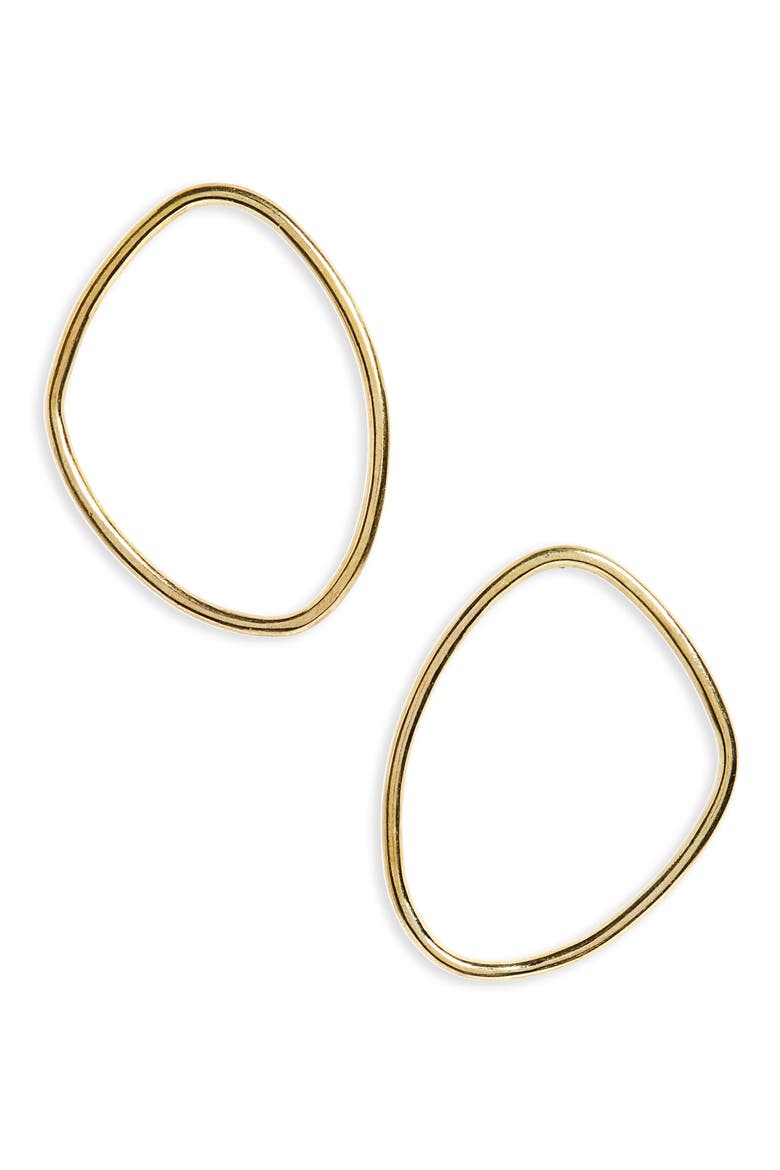 Sabi Outline Large Stud Earrings, Main, color, BRASS