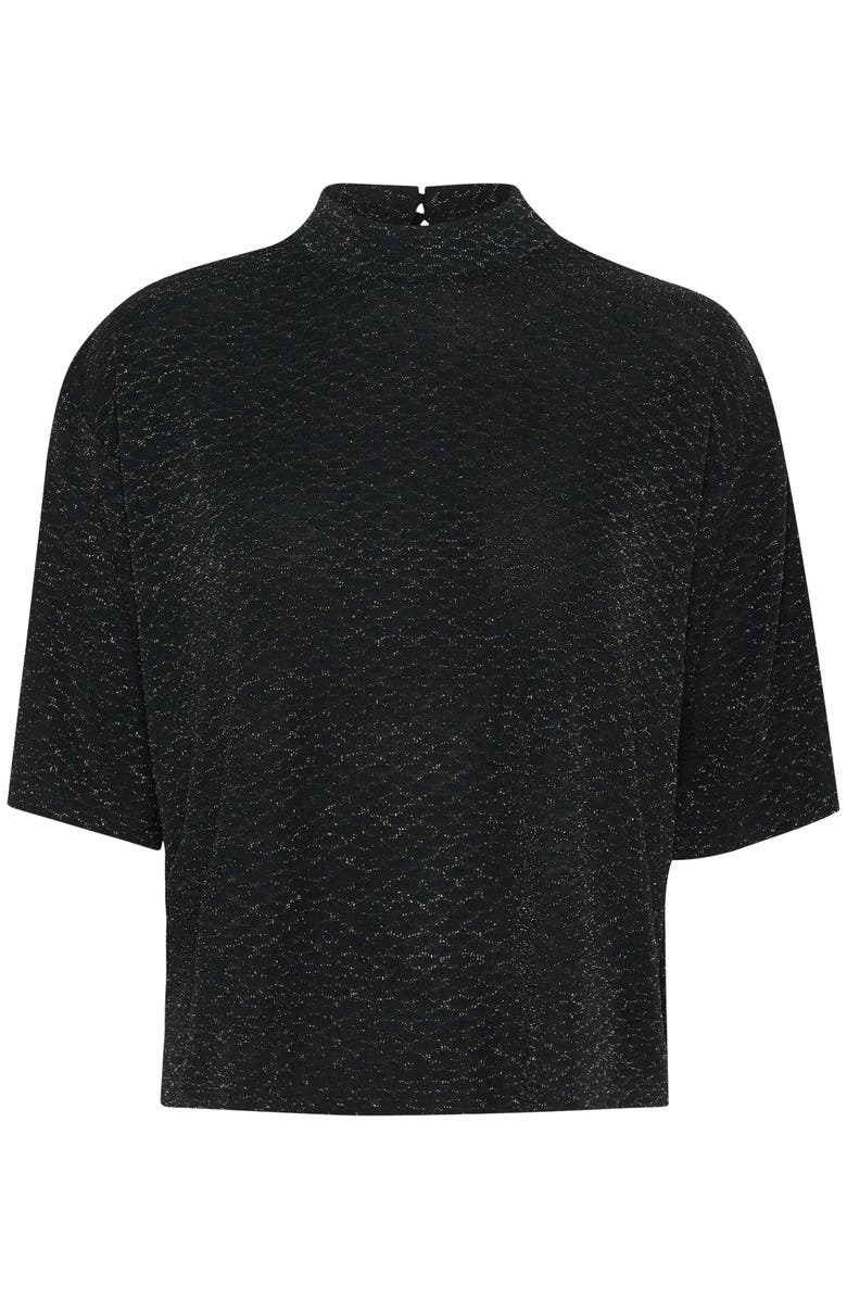 Kaffe Kaellie Mock Neck Half Sleeves T-Shirt, Alternate, color, Black Glitter Jersey