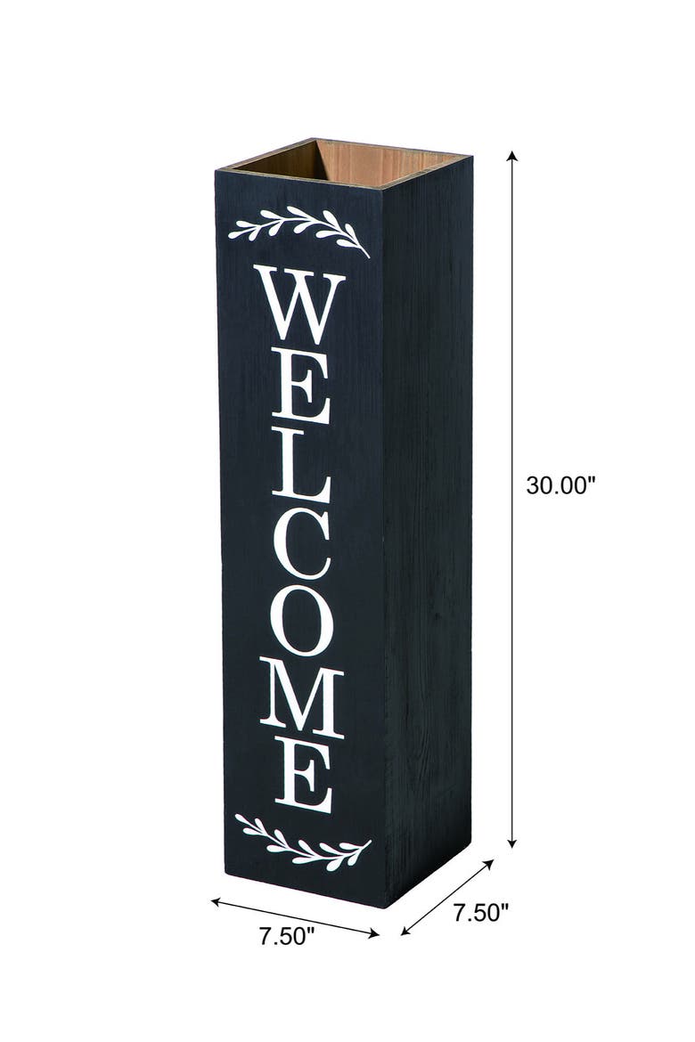 Double Sided Solid Wood Boxed "WELCOME PORCH" Porch Sign, Alternate, color, Black
