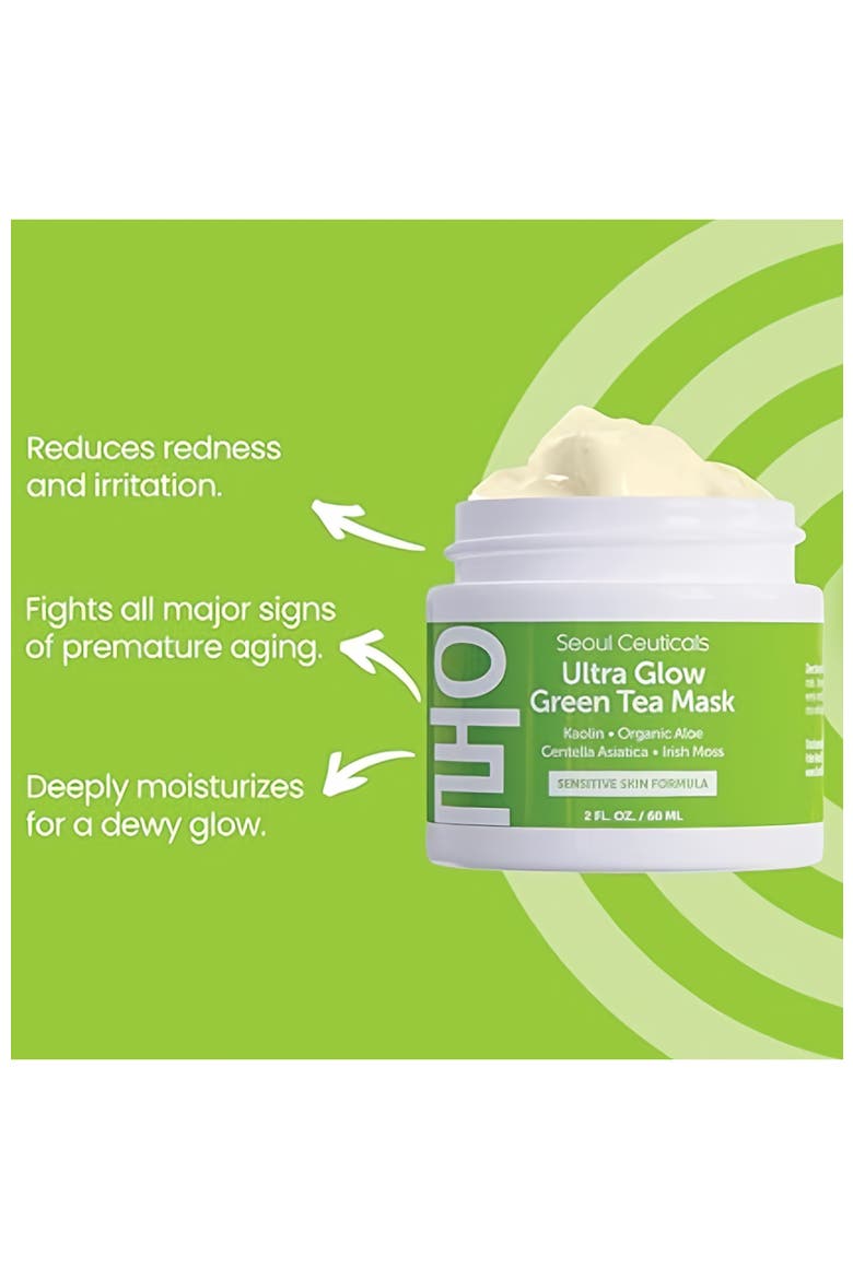 Ultra Glow Korean Skincare Green Tea Mask, Alternate, color, Clear
