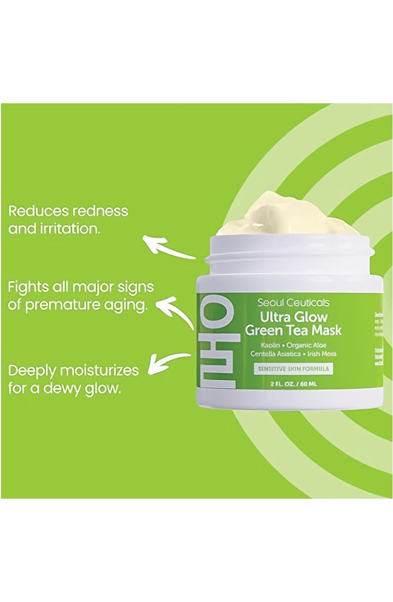 Seoul Ceuticals Ultra Glow Korean Skincare Green Tea Mask, Alternate, color, Clear