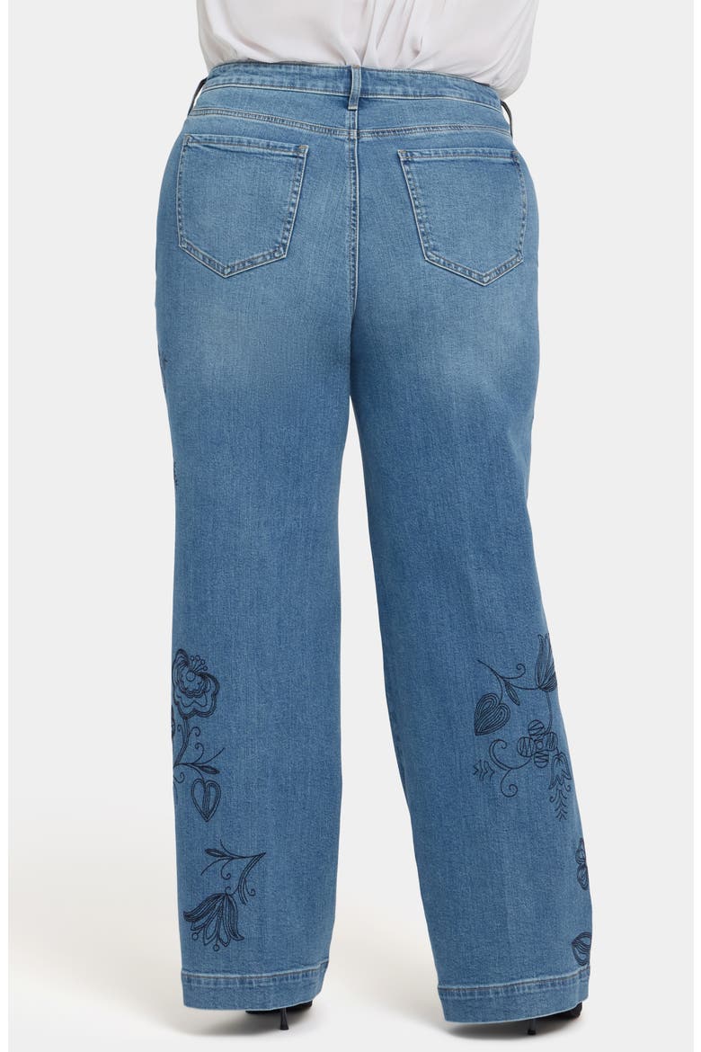 Teresa Floral Embroidered Wide Leg Jeans, Alternate, color, WATER CANYON