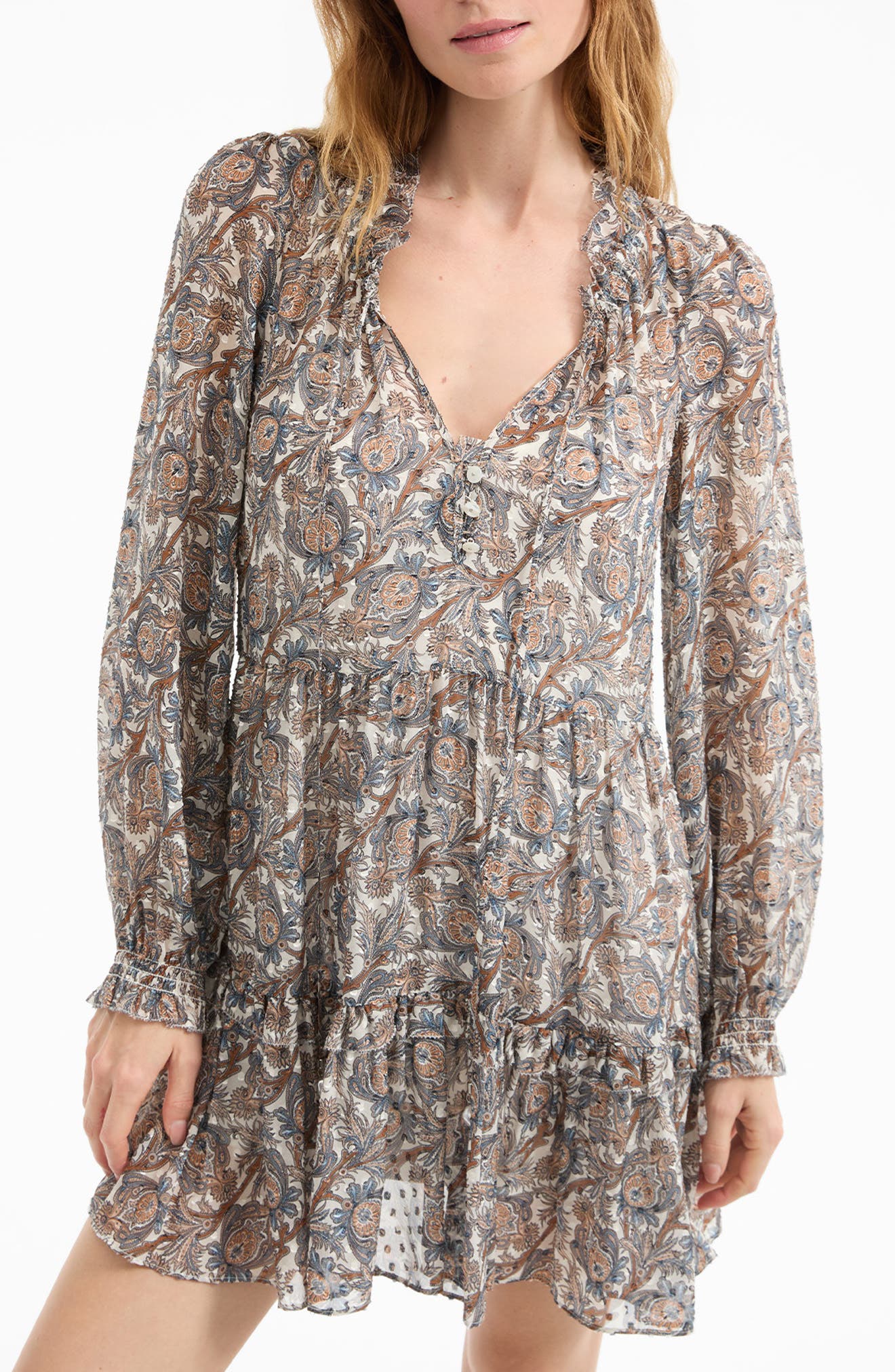 Charles Paisley Silk Blend Minidress