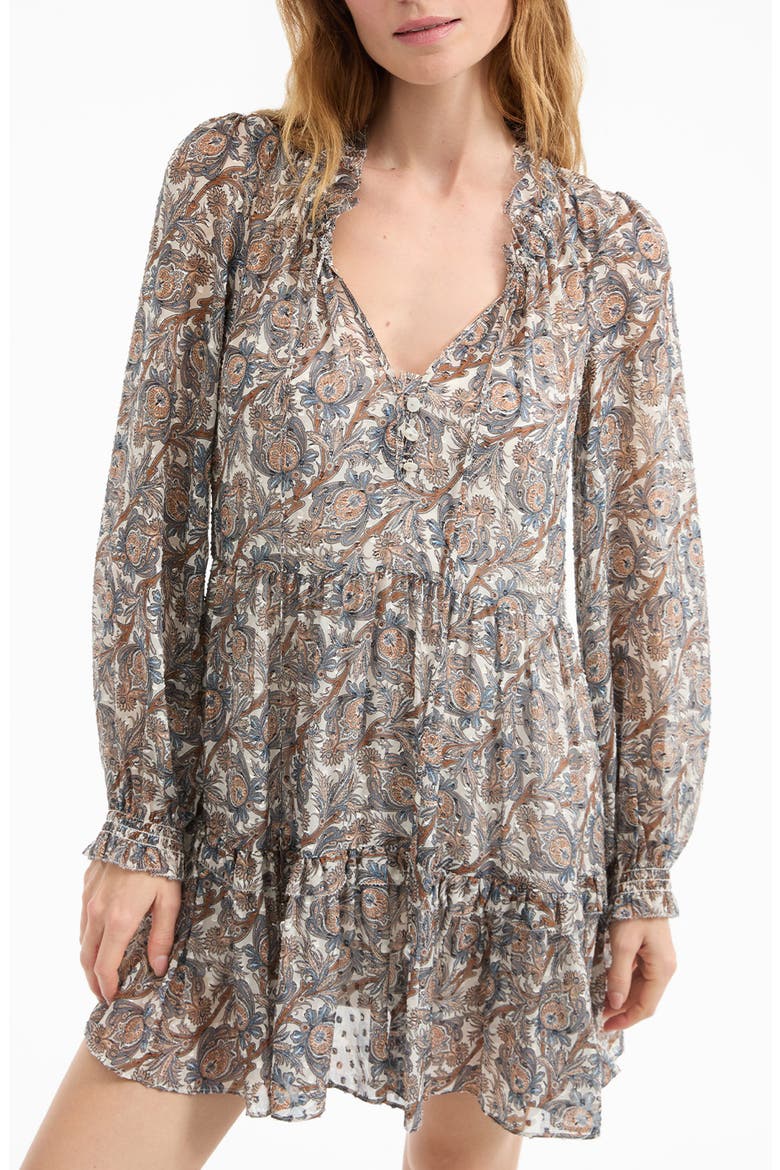 Charles Paisley Silk Blend Minidress, Main, color, DOVE MULTI