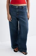 MANGO Catherin Frayed High Waist Wide Leg Culotte Jeans