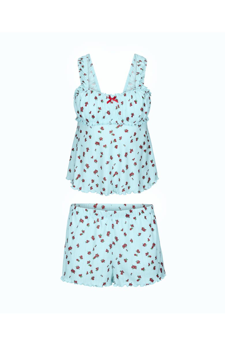 Adore Me Leanore Tank & Shorts Pajama Set, Alternate, color, Floral Blue