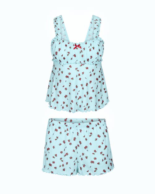 Adore Me Leanore Women's Tank & Shorts Pajama Set In Floral Blue