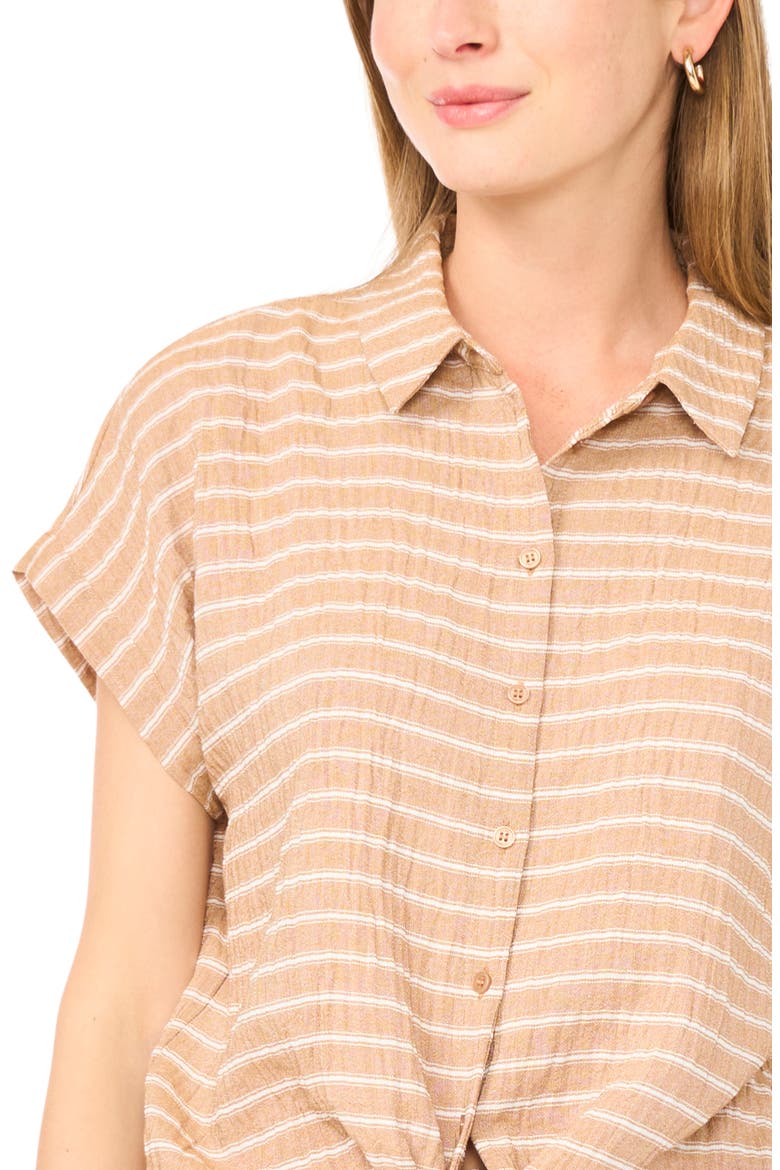 Printed Button-Up Top, Alternate, color, BEIGE
