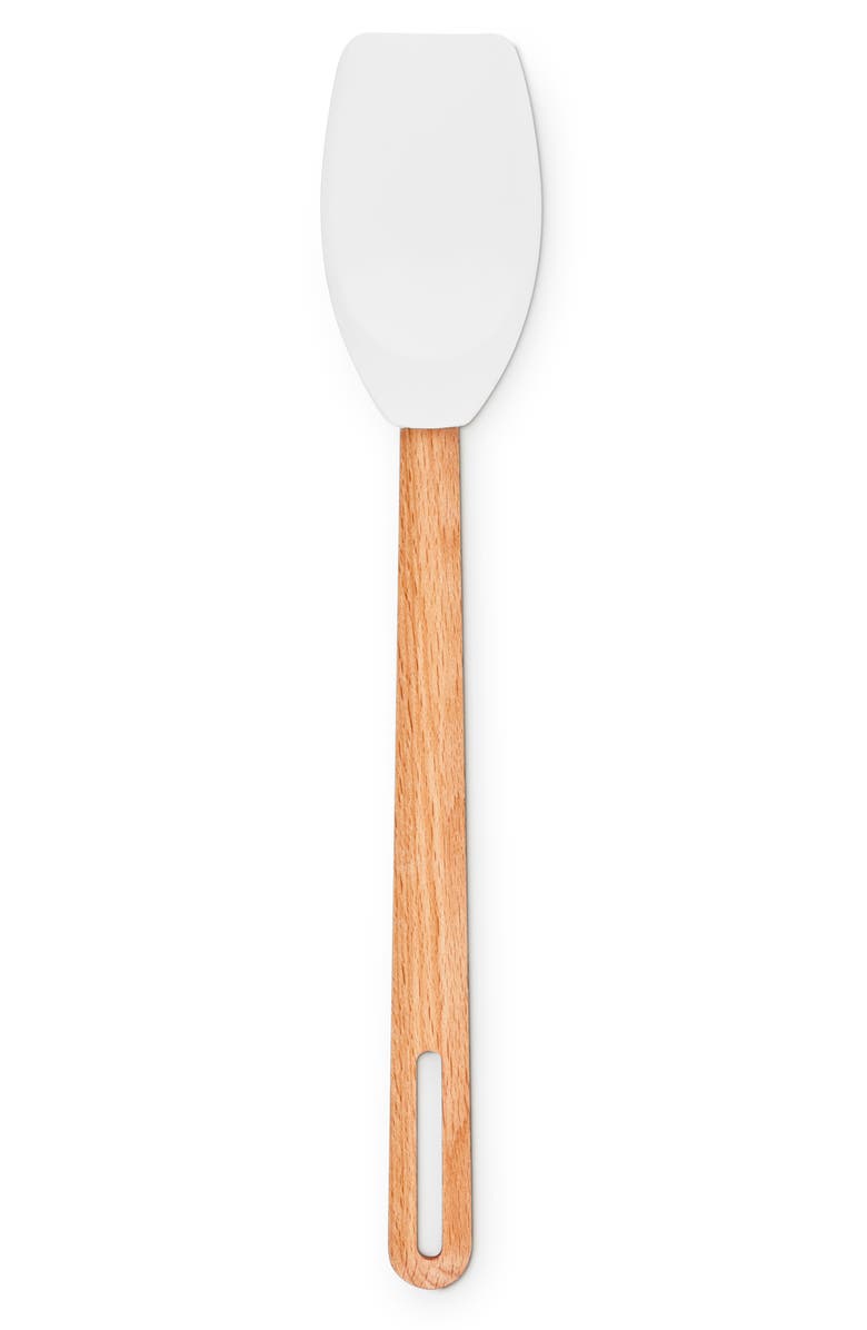 Le Creuset Signature Silicone & Wood Spatula Spoon, Main, color, White