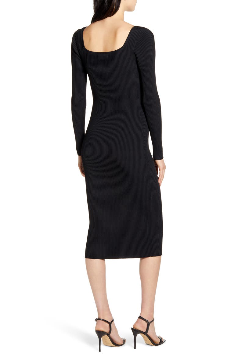Long Sleeve Midi Sweater Dress, Alternate, color, BLACK