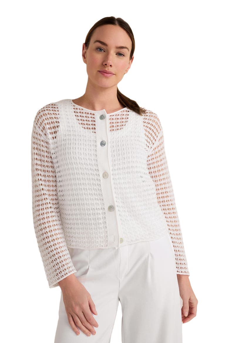 Organic Cotton Pointelle Cardigan, Main, color, White