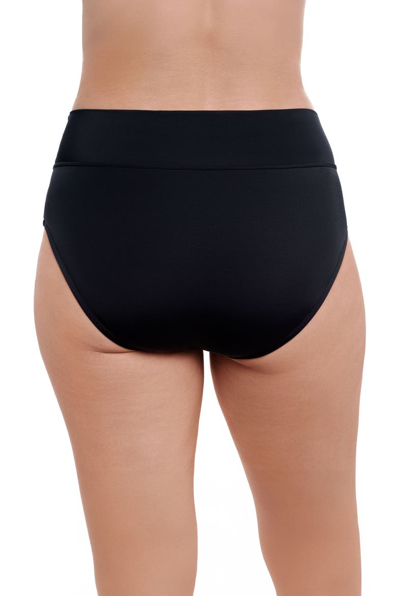Wide Waistband Yoke-Top Control Swim Brief, Alternate, color, Black